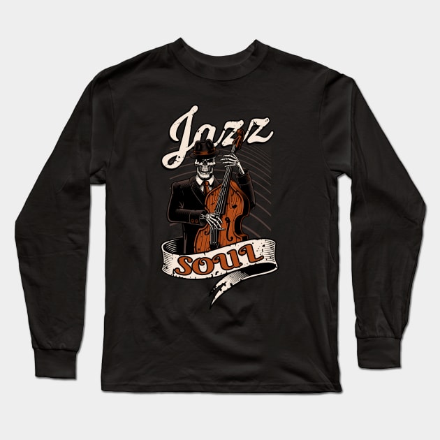 Jazz Soul Bass Musician Long Sleeve T-Shirt by Foxxy Merch